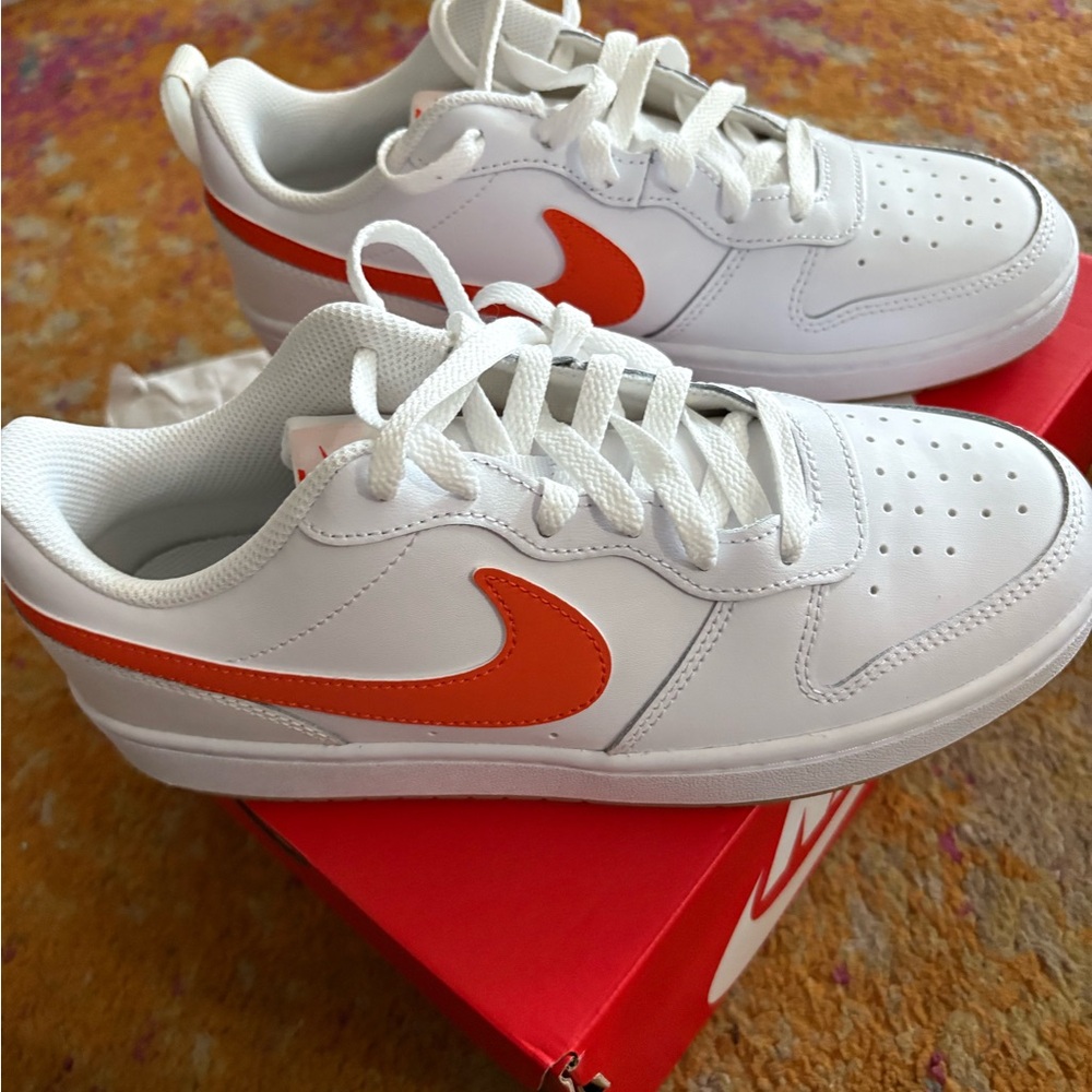 Nike Kids White and Orange Sneakers